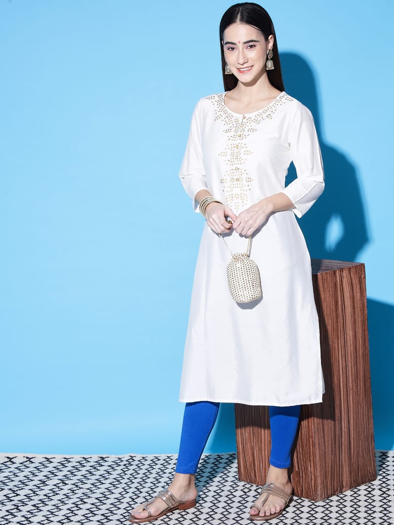 SOFT COLORS Women's Skinny Fit Ethnic Wear Ankle Length Leggings (Royal Blue)