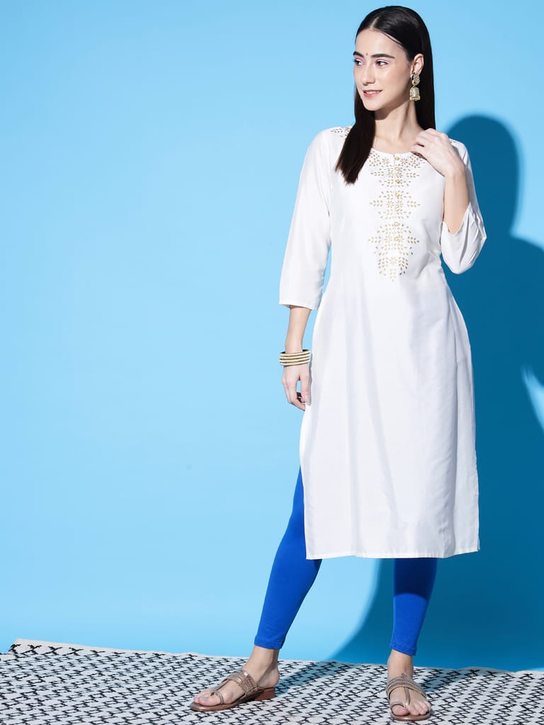 SOFT COLORS Women's Skinny Fit Ethnic Wear Ankle Length Leggings (Royal Blue)