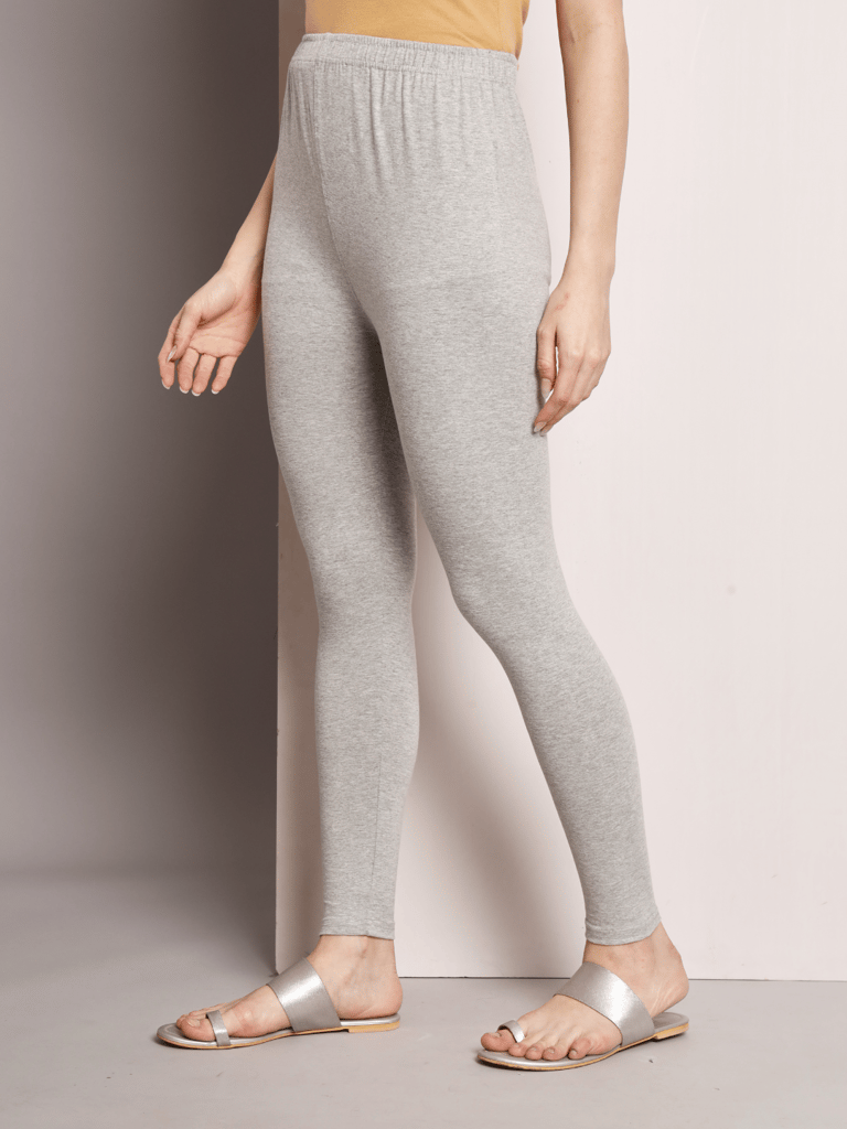 SOFT COLORS Women's Skinny Fit Ethnic Wear Ankle Length Leggings (Light Grey )