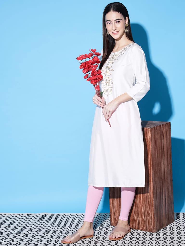 SOFT COLORS Women's Skinny Fit Ethnic Wear Ankle Length Leggings (Baby Pink )