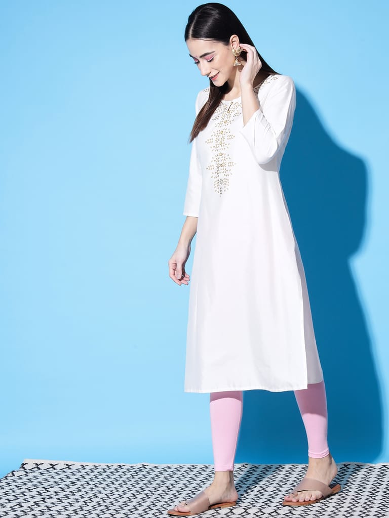 SOFT COLORS Women's Skinny Fit Ethnic Wear Ankle Length Leggings (Baby Pink )