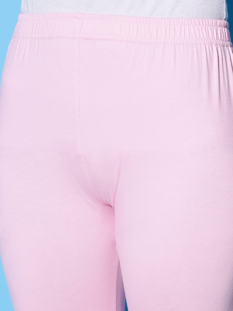 SOFT COLORS Women's Skinny Fit Ethnic Wear Ankle Length Leggings (Baby Pink )