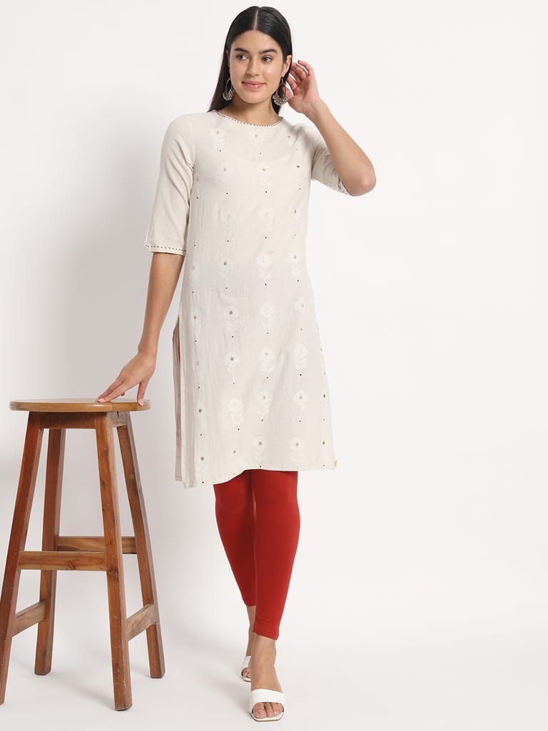 SOFT COLORS Women's Skinny Fit Ethnic Wear Ankle Length Leggings (Rust)