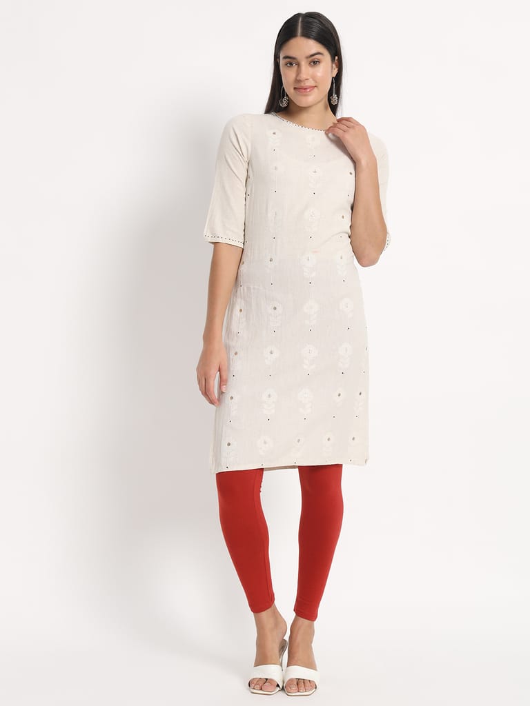 SOFT COLORS Women's Skinny Fit Ethnic Wear Ankle Length Leggings (Rust)