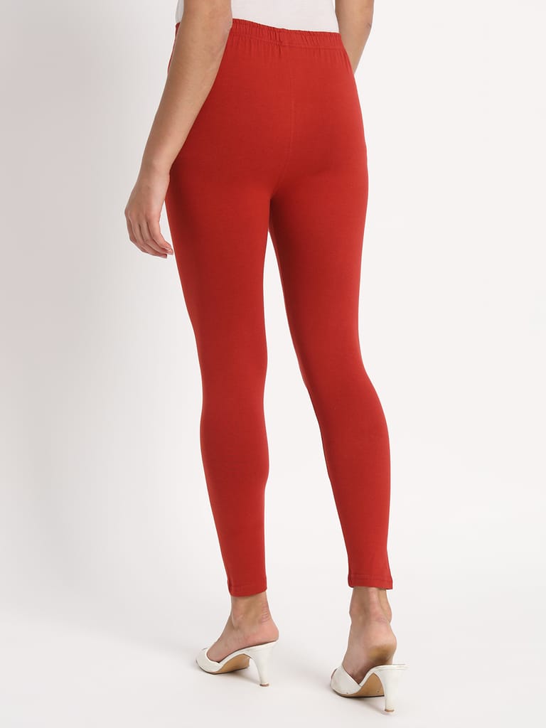 SOFT COLORS Women's Skinny Fit Ethnic Wear Ankle Length Leggings (Rust)