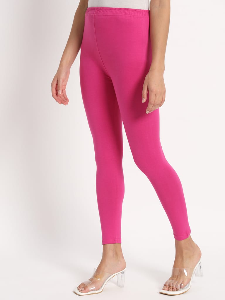 Soft Colors Women's Skinny Fit Ethnic Wear Ankle Length Leggings (Light Purple)