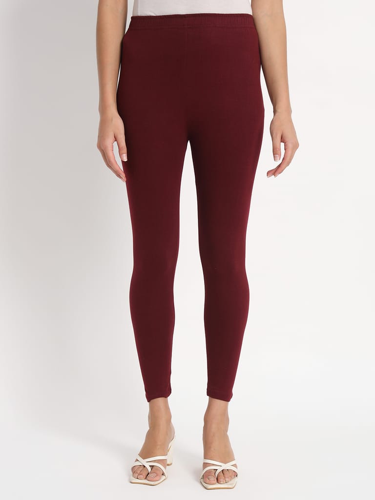 SOFT COLORS Women's Skinny Fit Ethnic Wear Ankle Length Leggings (Wine)