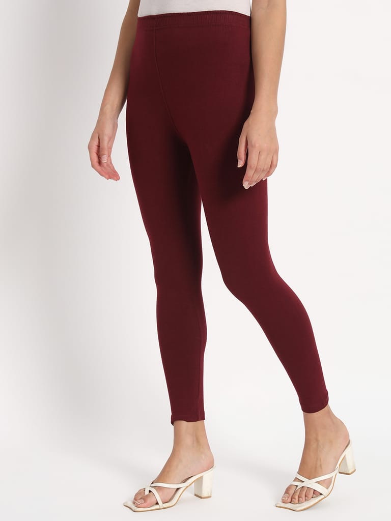 SOFT COLORS Women's Skinny Fit Ethnic Wear Ankle Length Leggings (Wine)