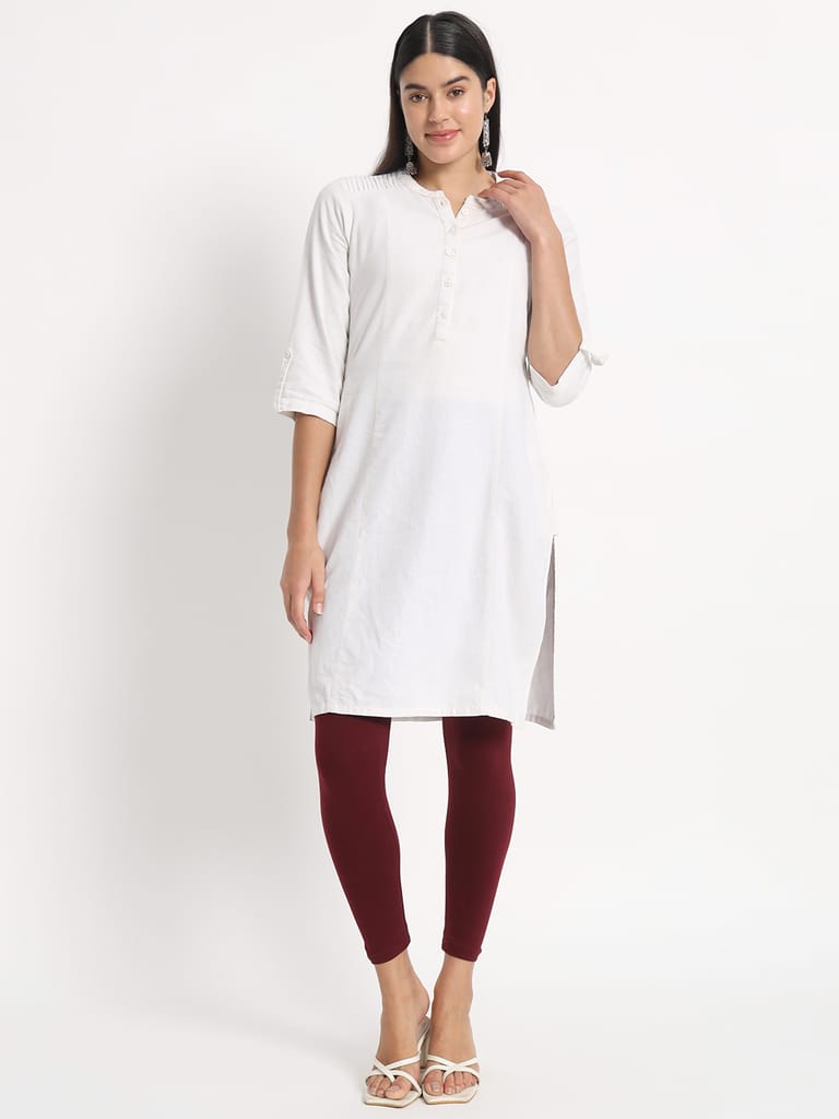 SOFT COLORS Women's Skinny Fit Ethnic Wear Ankle Length Leggings (Wine)