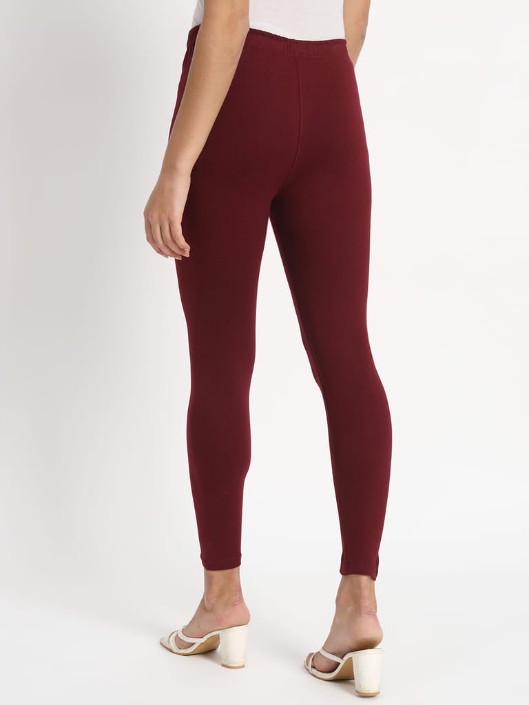 SOFT COLORS Women's Skinny Fit Ethnic Wear Ankle Length Leggings (Wine)
