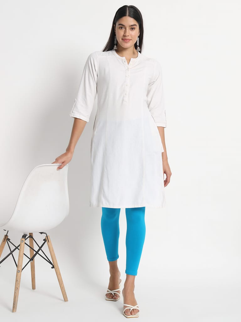 SOFT COLORS Women's Skinny Fit Ethnic Wear Ankle Length Leggings (Firozi)