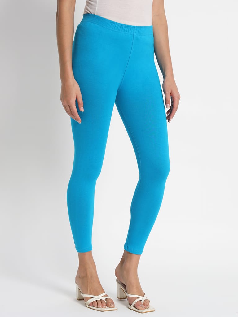 SOFT COLORS Women's Skinny Fit Ethnic Wear Ankle Length Leggings (Firozi)