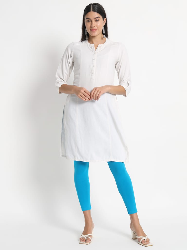 SOFT COLORS Women's Skinny Fit Ethnic Wear Ankle Length Leggings (Firozi)