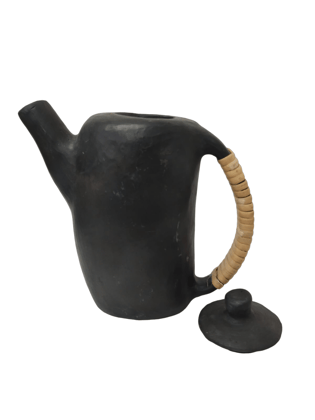 Tribes India Black Pottery Oval Kettle