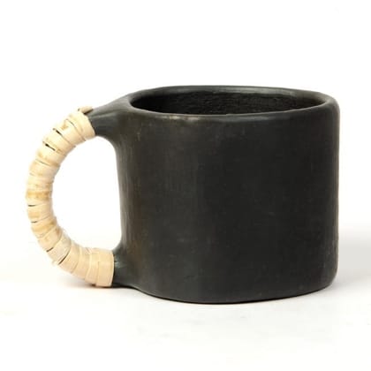 Tribes India Black Pottery Coffee Mug Triangle