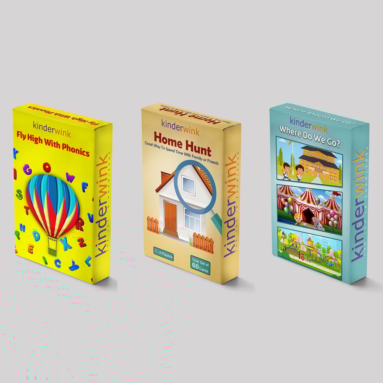 Combo of 3 Educational Flash Card Games - Fly High with Phonics , Where Do We Go?, Home Hunt
