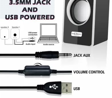 Multimedia Sound Bass Subwoofer Speaker System for PC Laptop 3 W Laptop/Desktop Speaker  (Silver, 2.0 Channel)