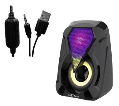 Multimedia Sound Bass Speakers with Colourful LED Modes System for PC Laptop 3 W Laptop/Desktop Speaker  (Black, 2.0 Channel)