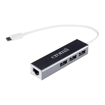 Croma USB 3.0 Type C to USB 3.0 Type A, LAN Port USB Hub (Up to 100 Mbps Speed, Black)