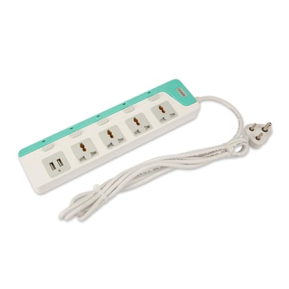 Croma 6 Amps 4 Sockets Surge Protector WIth Individual Switch (2 Meters, Child Safety Shutter, Blue)