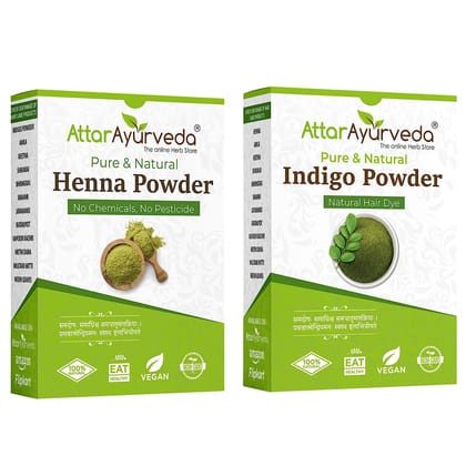 Attar Ayurveda Henna and Indigo powder combo pack of 2 (200 grams each)
