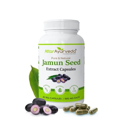 Attar Ayurveda Jamun Seed Extract Capsule 500mg, 60 capsules