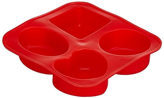 4 Cavity Different Basic Plain Square Heart Oval Round Soap Bar Silicone Mould Candle Making for Homemade (Pack of 1)