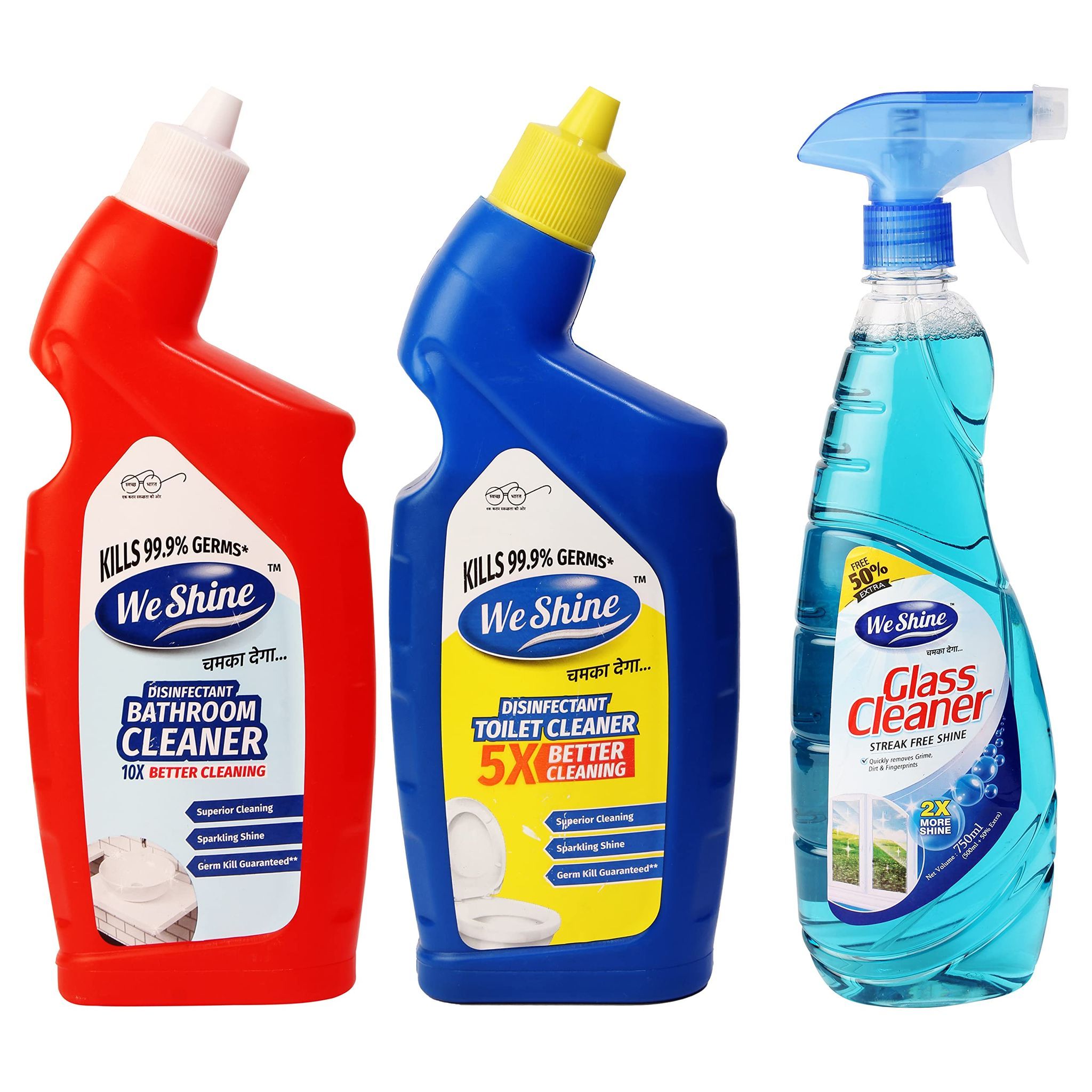 We Shine Combo Set Toilet Cleaner, Bathroom Cleaner & Glass Cleaner Spray (Toilet+Bath+Glass)