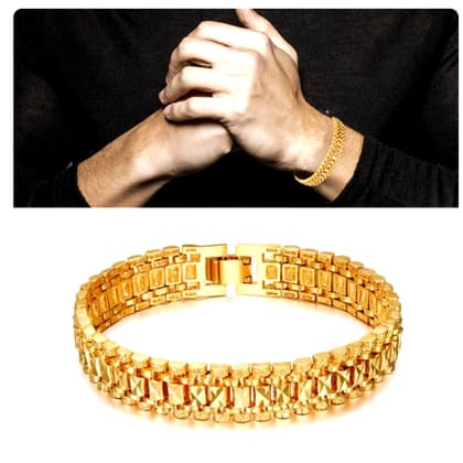 Brass Golden Stylish Three Shades Bracelet 20 cm long for men & Boys (Pack of 1)