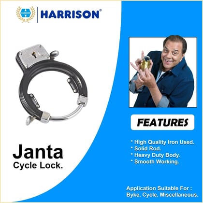 Harrison Cycle Fitting Lock with 2 Key/Powder Coated Black / 7 Lever Security, Durable, Along with Fitting Manual Cycle Frame Lock