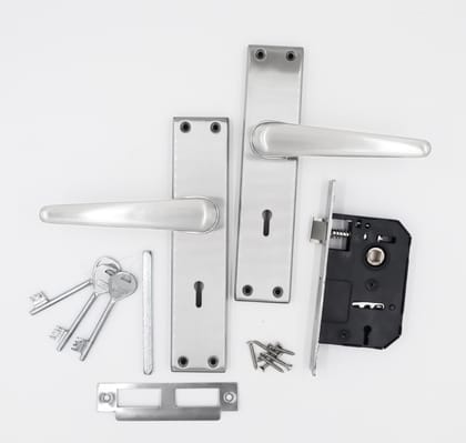 Harrison Phantom-971607 Sleek Stainless Steel 8inch Mortise Door Handle and 65mm Lock piece with CP Matt Finish Door Locks for Main Door, Suitable for Office/Hotel/Home