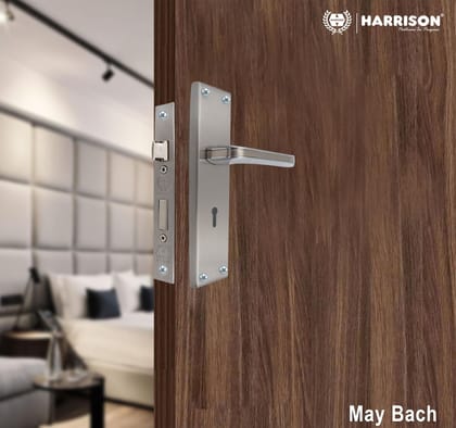 Harrison May Bach-95607 Sleek Stainless Steel 8inch Mortise Door Handle and 65mm Lock piece with CP Matt Finish Door Locks for Main Door, Suitable for Office/Hotel/Home