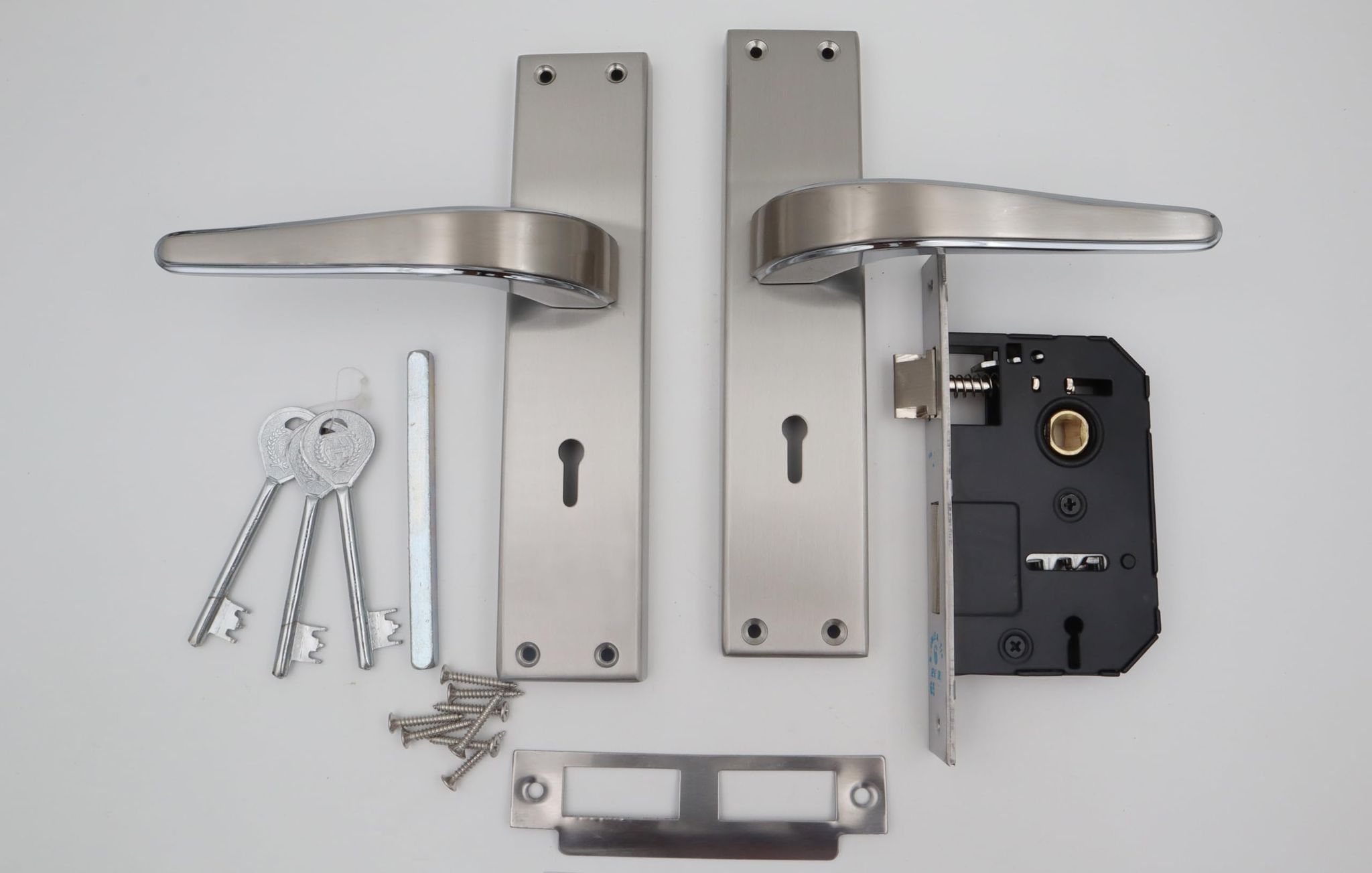 Harrison Lexus-991607 Sleek Stainless Steel 8inch Mortise Door Handle and 65mm Lock piece with CP Matt Finish Door Locks for Main Door, Suitable for Office/Hotel/Home