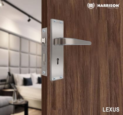 Harrison Lexus-991607 Sleek Stainless Steel 8inch Mortise Door Handle and 65mm Lock piece with CP Matt Finish Door Locks for Main Door, Suitable for Office/Hotel/Home