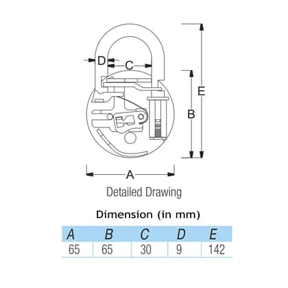 Harrison T-26 BCP L/S-0245 Steel 9 Levers Padlock with 3 Keys, Silver