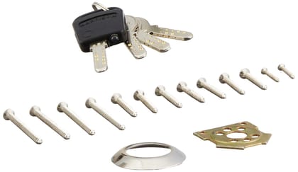 Harrison H-0586 Iron Shield Tri Bolt Main Door Surface Mounted Rim Lock (Silver, 14 Pin, 4 Keys)