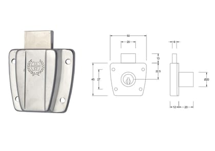 Harrison H-0517 Iron Eight Pin All Safe Mini Lock piece (Silver)