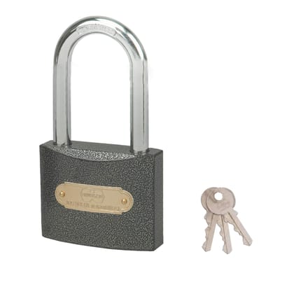 Harrison C I/ LS-0323_PK 4 Iron 3 Pins Padlock with 3 Keys (Pack of 4), Grey