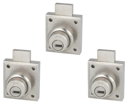 Harrison H-0090 Zinc Five Pin Furniture Lock piece (Pack of 3, Silver)
