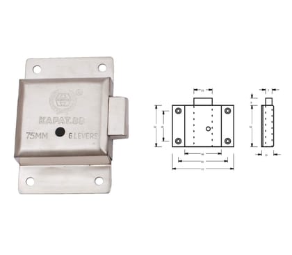 Harrison H-0409_PK2 75mm Iron Six Lever Single Action Furniture Lock piece (Silver,Pack of 2)