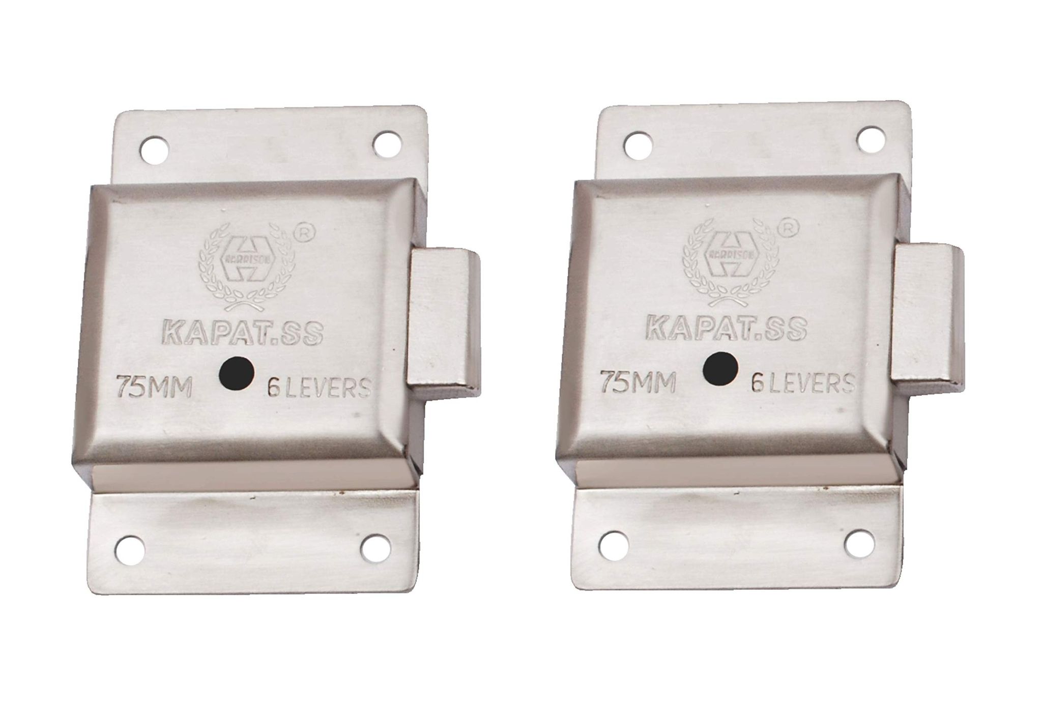 Harrison H-0409_PK2 75mm Iron Six Lever Single Action Furniture Lock piece (Silver,Pack of 2)