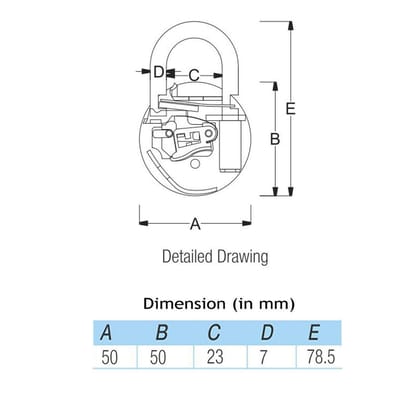 Harrison SC-2000-0552 Key Padlock (Silver, Painted Finish)
