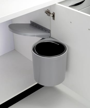 Harrison 1612 Premium Stainless Steel Dustbin 8 Liters - Door Mounted/Swing Out Waste Bin with Lid/Adjustable/Easy to Corner Fit Waste Bin/Convenient Bucket for Office, Kitchen