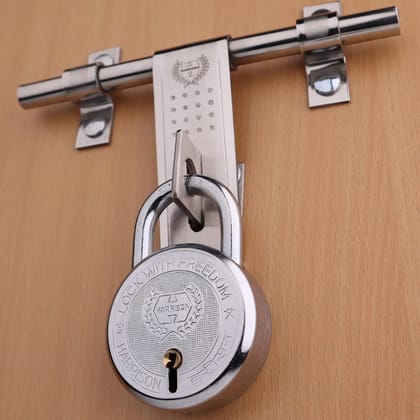 Harrison Padlocks/Round Padlock 75mm 9 Lever with 3 Keys T-26-0255 Pack of 2/ Mild Steel Material/Bright Chrome Polished Finish/Door Lock, Shutter Lock, Godown Lock, gate Lock