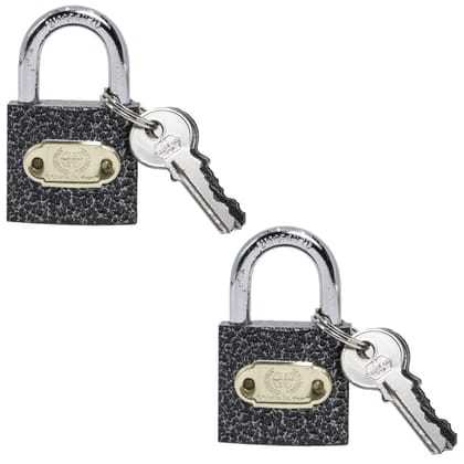 Harrison C I SUPER-0460_PK 2 Iron 3 Pins Padlock with 3 Keys (Pack of 2), Grey