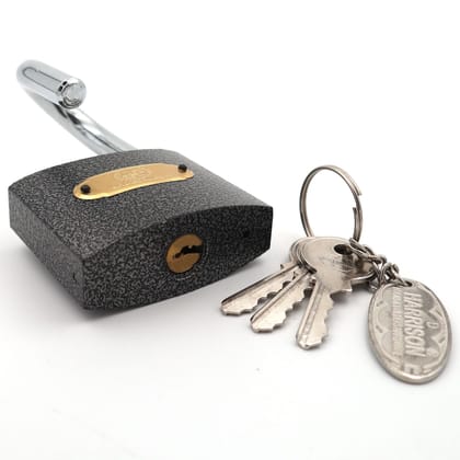 Harrison C I SUPER-0460 Iron 3 Pins Padlock with 3 Keys, Grey