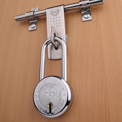 Harrison Padlocks/Round Padlock 65mm 8 Lever with 3 Keys T-26LS-0245 Pack of 2/ Mild Steel Material/Bright Chrome Polished Finish/Door Lock, Shutter Lock, Godown Lock, gate Lock