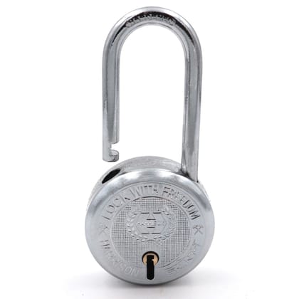 Harrison Padlocks/Round Padlock 50mm 6 Lever with 3 Keys T-26LS-0275 Pack of 4/ Mild Steel Material/Bright Chrome Polished Finish/Door Lock, Shutter Lock, Godown Lock, gate Lock