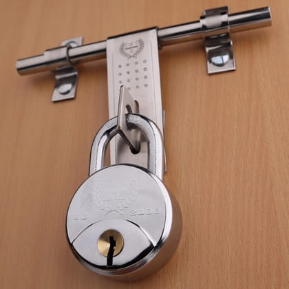 Harrison Padlocks/Round Padlock 65mm 8 Lever with 4 Keys SC-2000-0536 Pack of 4/ Mild Steel Material/Bright Chrome Plated Finish/Door Lock, Shutter Lock, Godown Lock, gate Lock