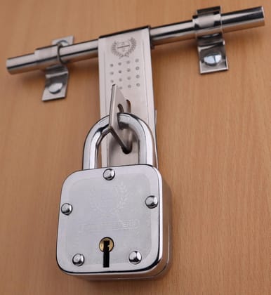 Harrison Padlocks/Square Padlock 60mm 7 Lever with 3 Keys T-27-0299 Pack of 1/ Mild Steel Material/Bright Chrome Plated Finish/Door Lock, Shutter Lock, Godown Lock, gate Lock